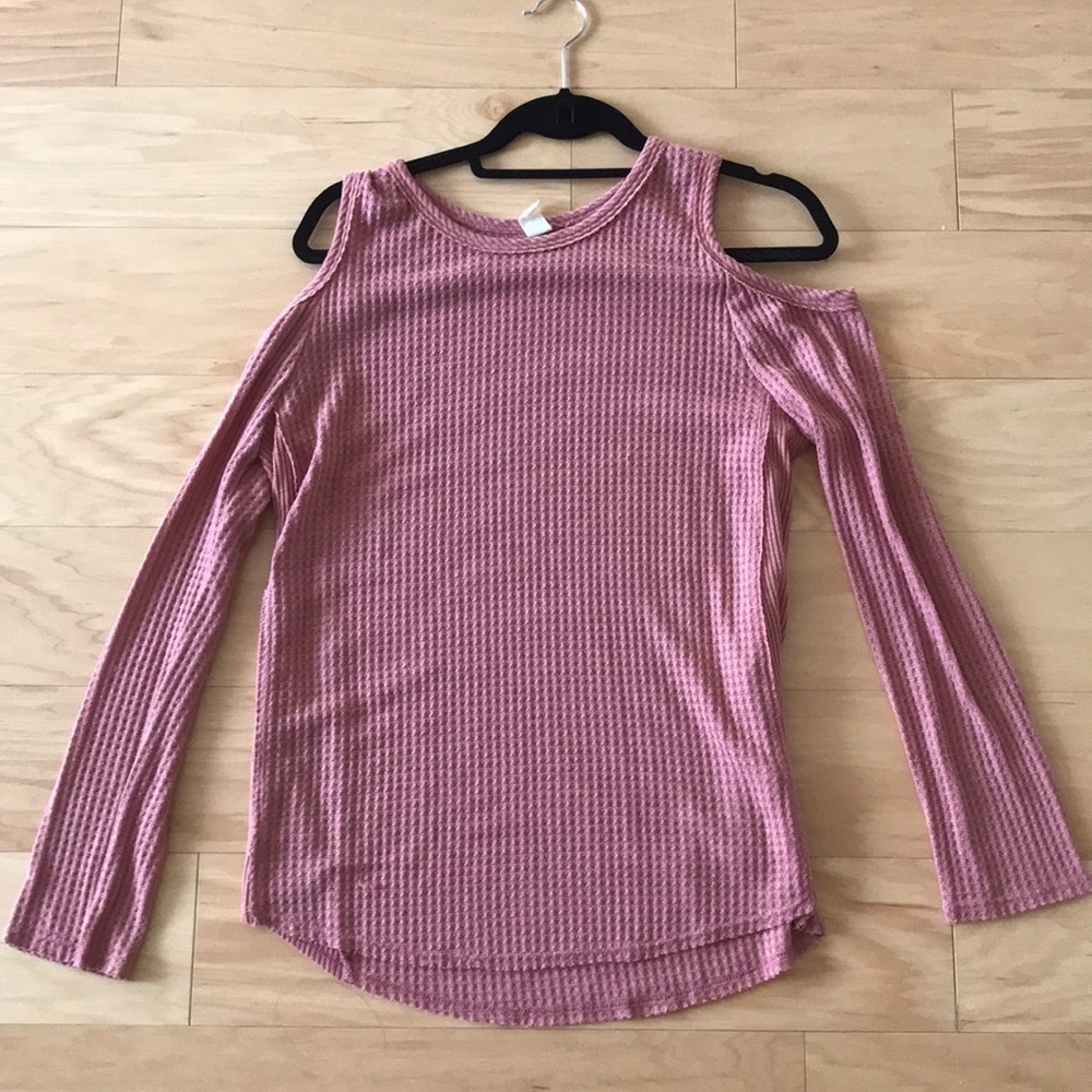 Lazy Sundays pink Cold shoulder knit top